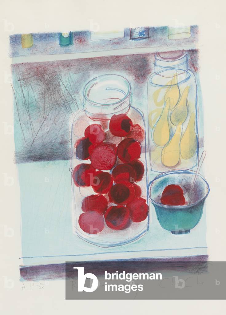 Red Plums (colour litho)