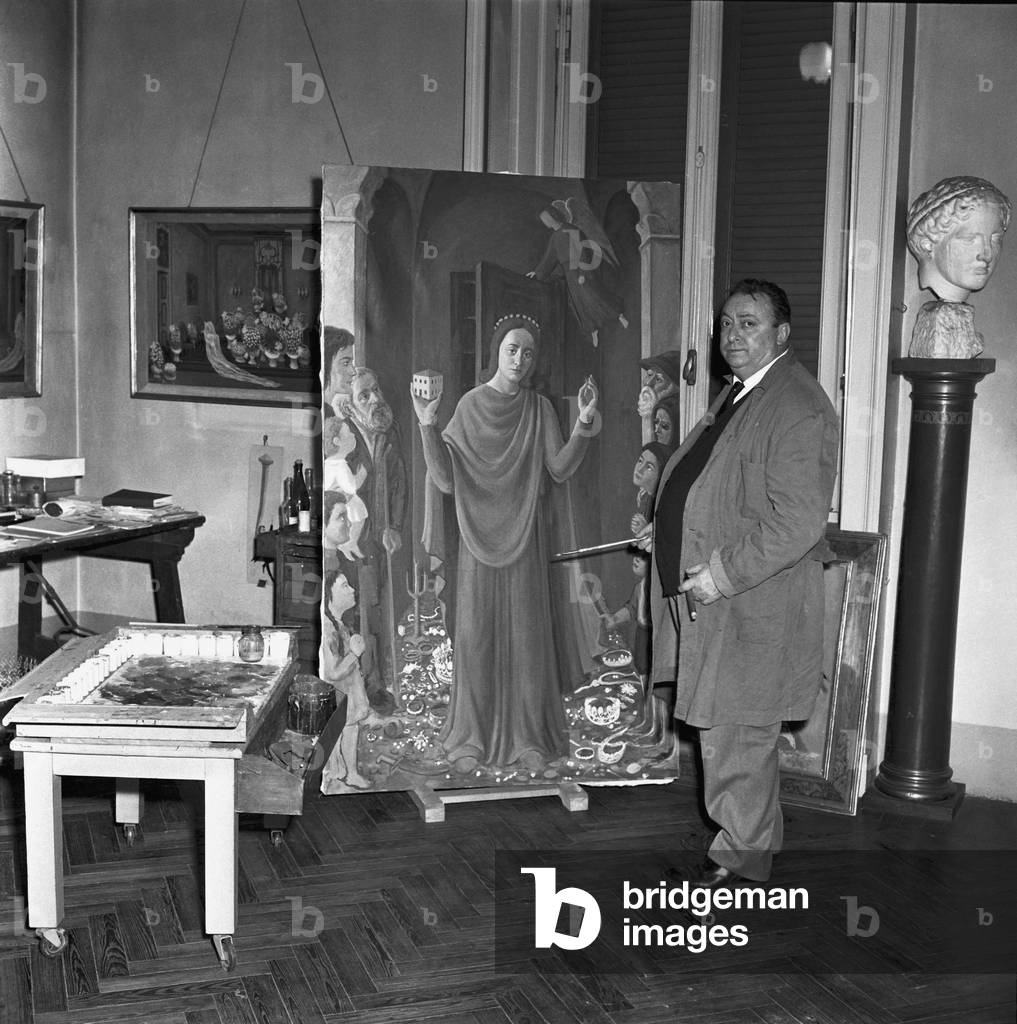 Bild von Fotografie "08/02/1962. Le peintre Gianfilippo Usellini (1903 - 1971).", b/w