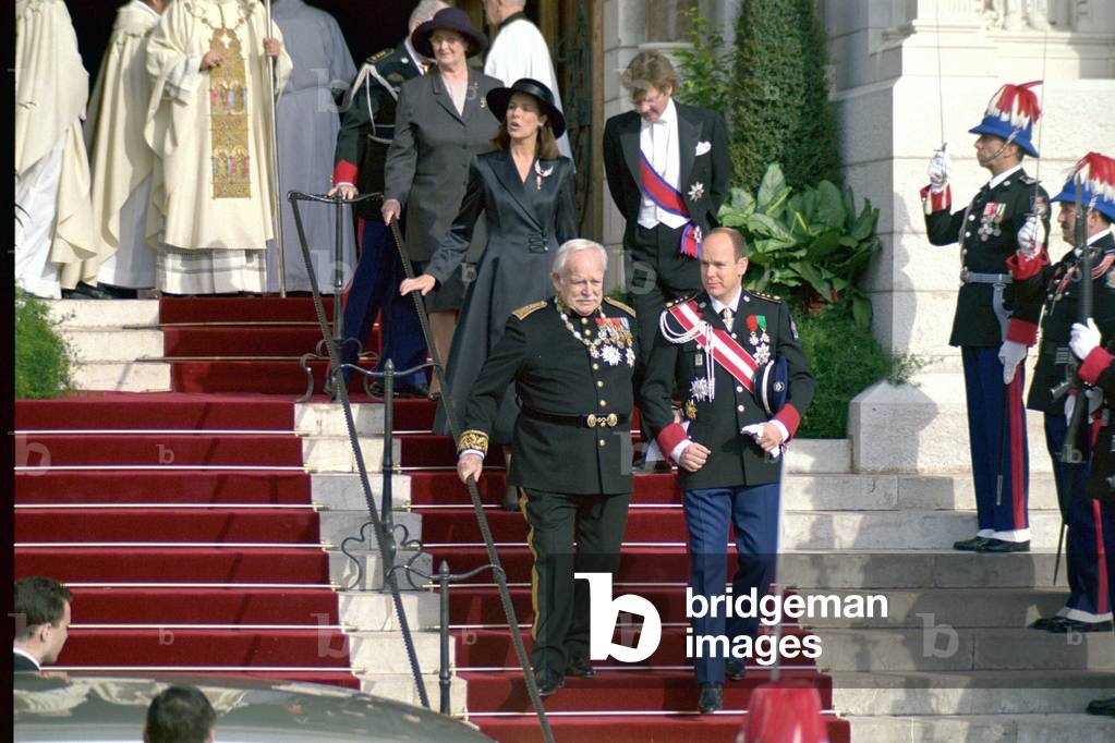 Montecarlo 11/2001. fete de la Principaute. Famille royale : le Prince Rainier III (Ranieri), Albert de Monaco