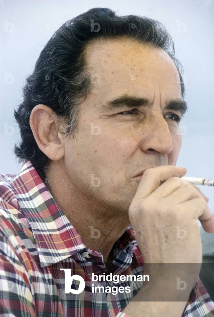 Annees 1970 Portrait du comedien italien Vittorio Gassman (1922-2000) lors d'un tournage 