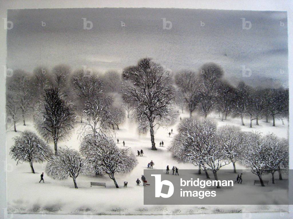 Primrose Hill after Snowfall, 2011 (pen & ink and w/c on paper)