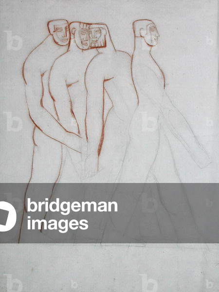 Immagine di Disegno "studio per una guerra memoriale", 20th Secolo di Frank Dobson, b/w