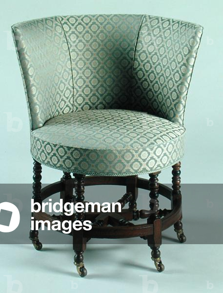'Cromwellian' Chair, c.1880 (oak with upholstered seat)