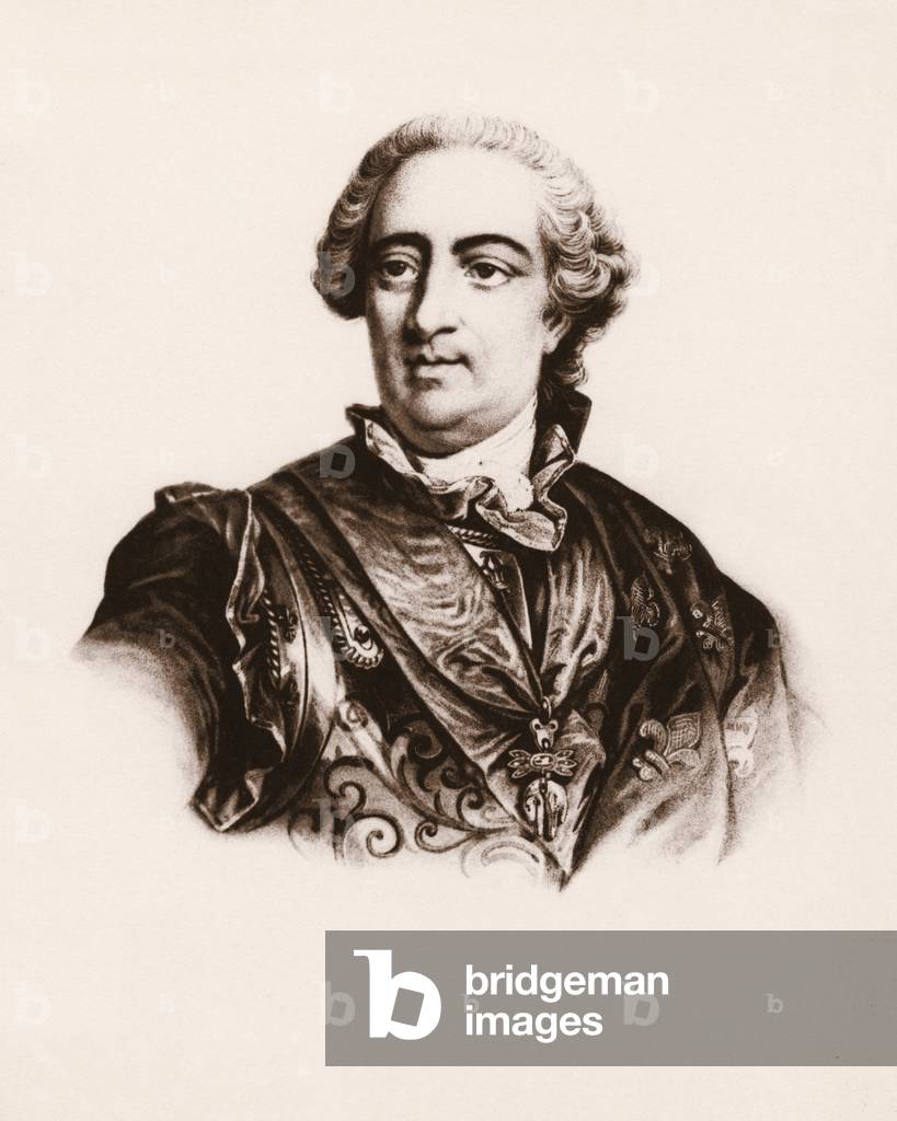 Portrait of the King of France Louis XV (1710-1774) Engraving of the 19th century