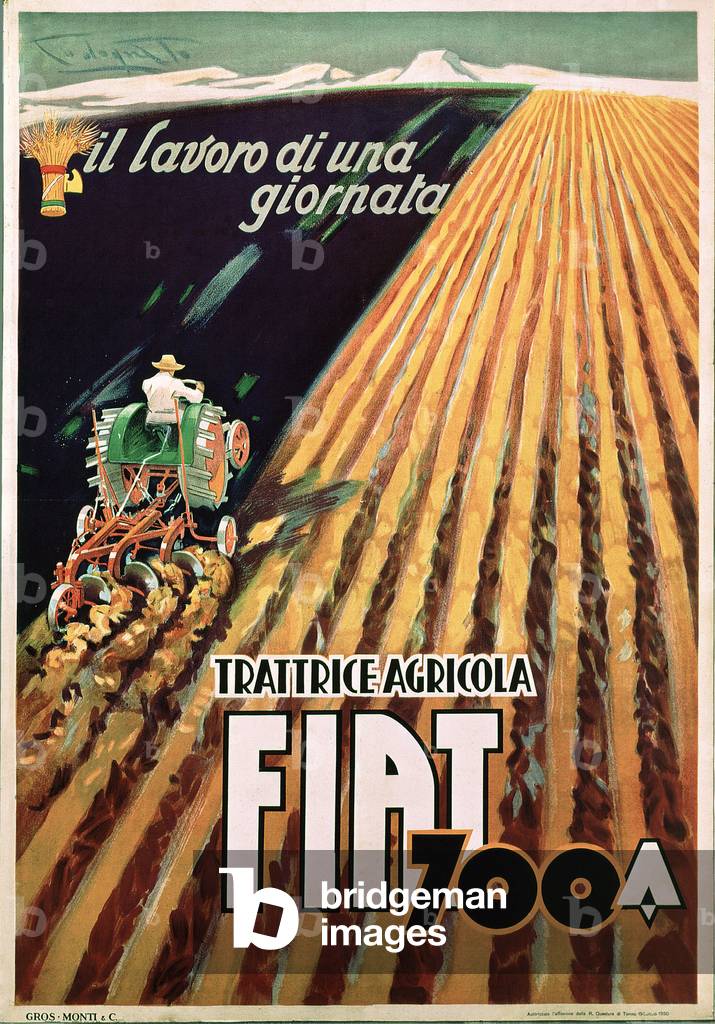Fiat advertising poster for agricultural tractors Fiat, 1930 (lithograph)