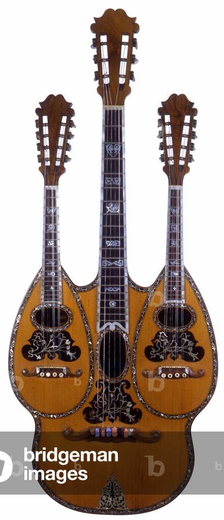 Guitar with two mandolins made by Italian luthier Innocente Rottola, 1906.