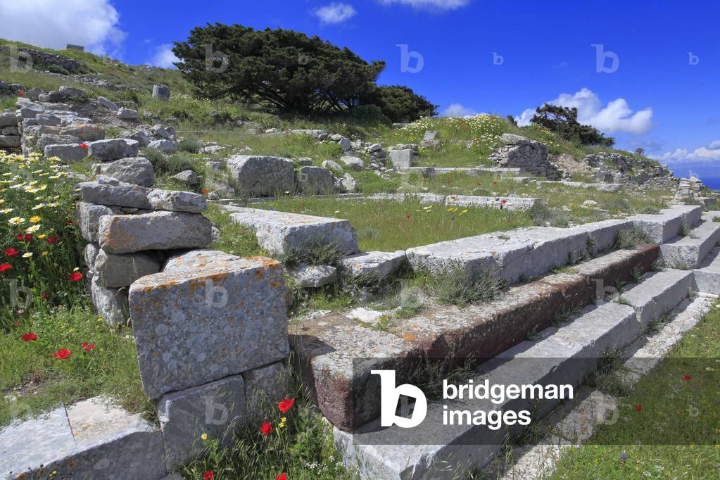 Ancient Thera. Exedrae : 3 buildings in the form of temple dated to the roman times, 1st - 2nd century AD.