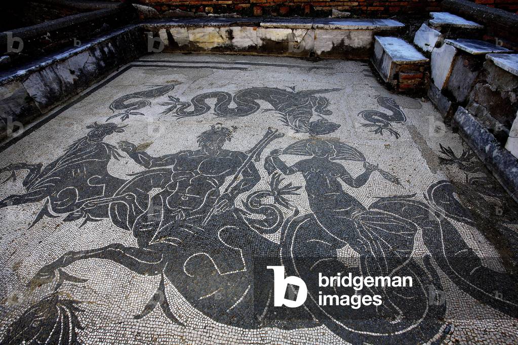 White and Black Mosaic of the Baths of Neptune/Ancient Ostia/Italy