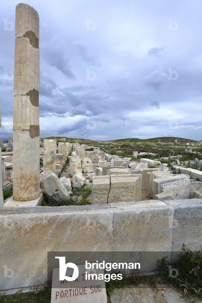 Archaeological site of Delos. Remains of the South portico (Stoa). Apollonian sanctuary, 5th century BC.