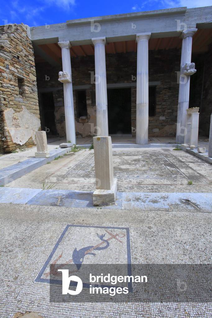 Archaeological site of Delos. House with the trident in the theater quarter. 2nd Century BC.