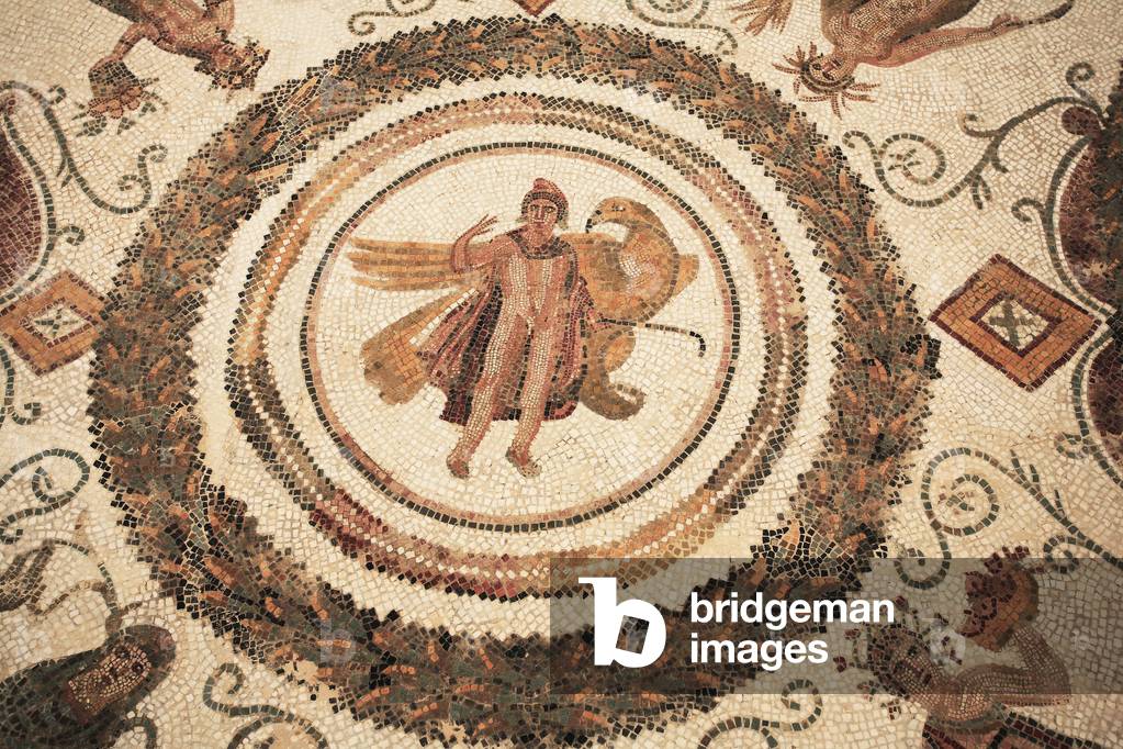 Removal of Ganymede by Zeus transforms into Eagle (detail). II s AD/Musee d'El Jem (Antique Thysdrus)/Tunisia