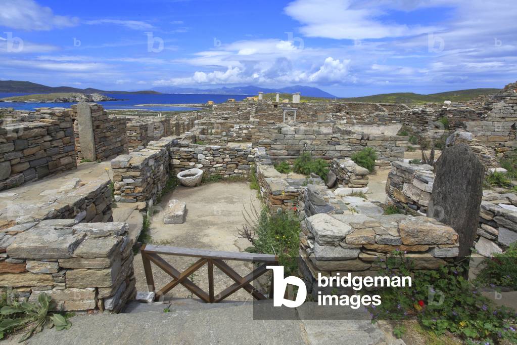 Archaeological site of Delos. Indivdual house and general view on the theater quarter. 2nd Century BC.