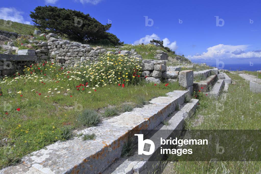Ancient Thera. Exedrae : 3 buildings in the form of temple dated to the roman times, 1st - 2nd century AD.