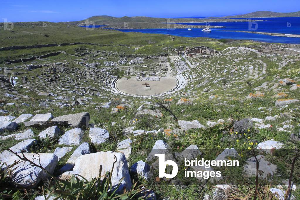 Archaeological site of Delos. External walls of the theater. 2nd Century BC.