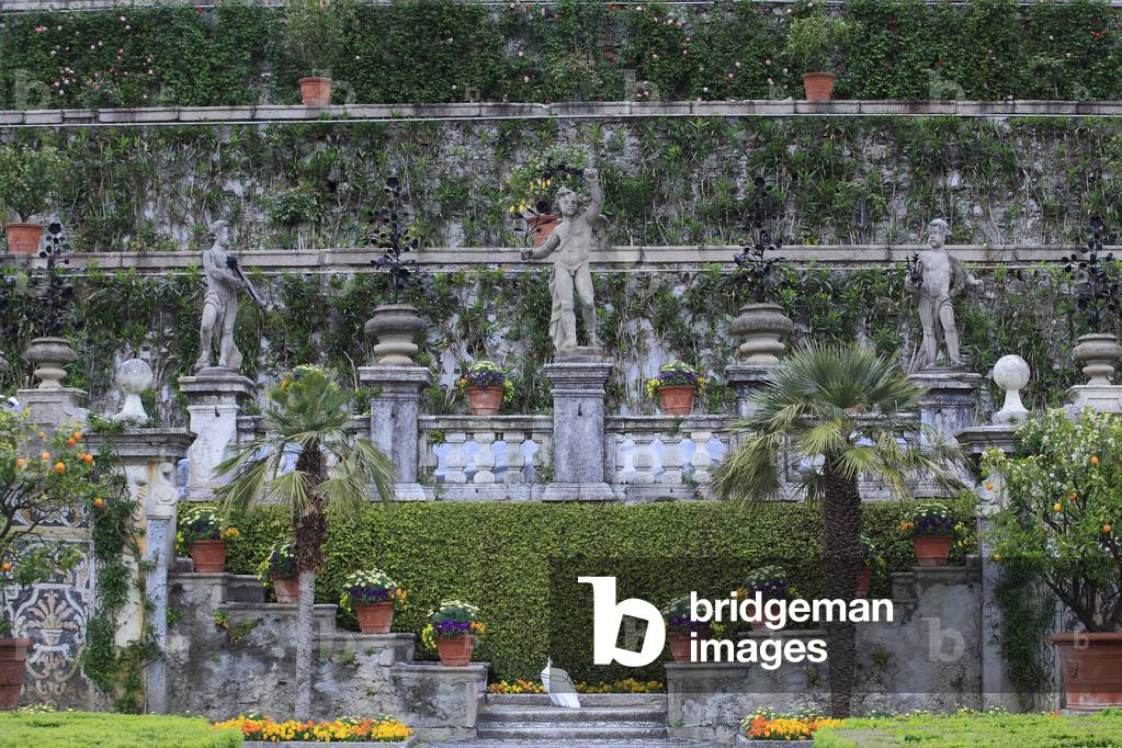 Italian Garden, Renaissance Style, Imitation Antiquite, Theatre Massimo, Borromee Palace Gardens, Isola Bella. Lake Maggiore, Borromees Islands, Lombardy, Italy.