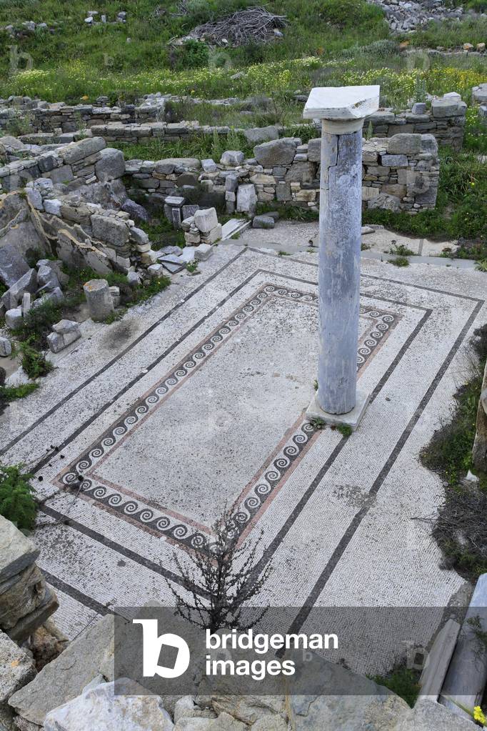 Archaeological site of Delos. Inopos Quarter, the house with one column. 2nd century BC.