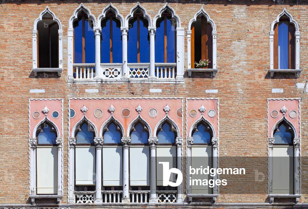 Facade and windows of the Palazzo Gritti Morosini, Venice