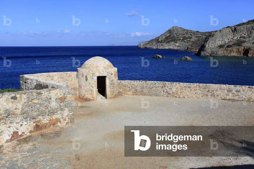 Spinalonga Island. View from the mezzaluna Barbariga built during the venitian period