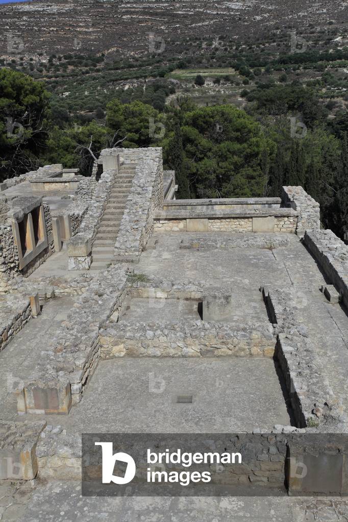 Oriental part of the palace of the King Minos at Knossos with the queen megaron partly restaured. Crete, Greece. Minoan civilization. 1600 - 1450 BC.

Vue sur la partie oriental du palais du roi Minos a Cnossos avec les appartements de la reine patiellement restaurés.  Crete, Grèce, Civilisation Minoenne.  1600 - 1450 av J.-C.