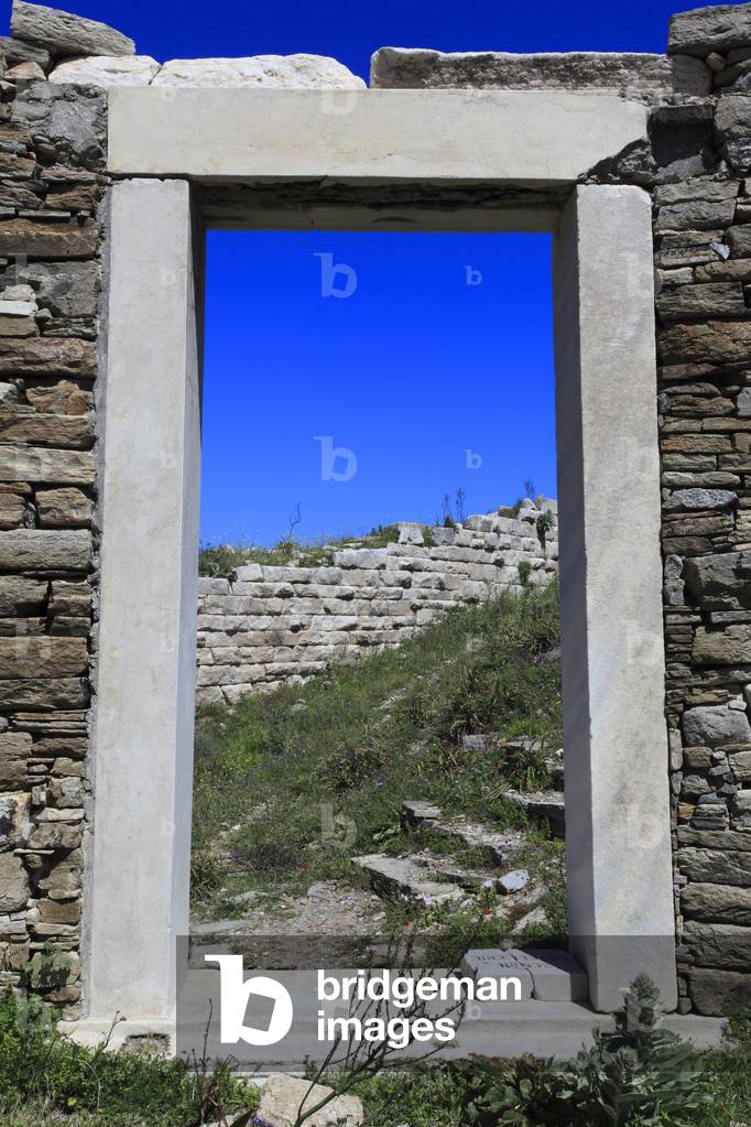 Archaeological site of Delos. Hostel building in front of the theater. 2nd Century BC.