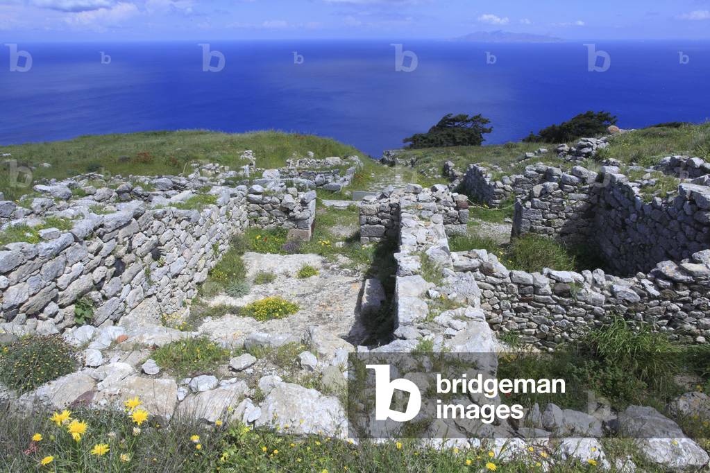 Ancient Thera. Wide road leading to the building identified as the seat of the commander of the Ptolemaic garrison, 3rd century BC.