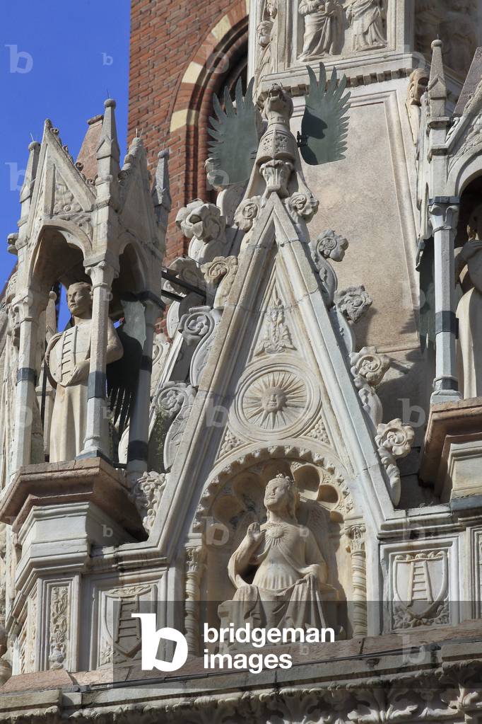 The Scaliger (Scaligeri) tombs. Sculptural detail of the tomb of Cansignorio. Gothic monument