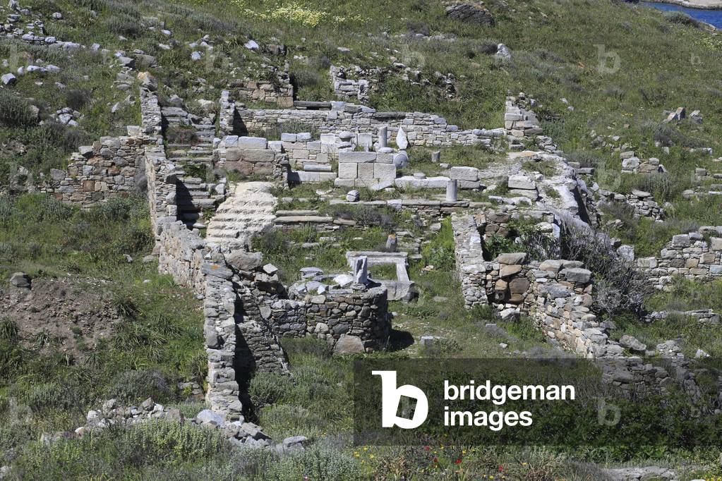 Archaeological site of Delos. Remains of an individual greek house. 2nd century BC.