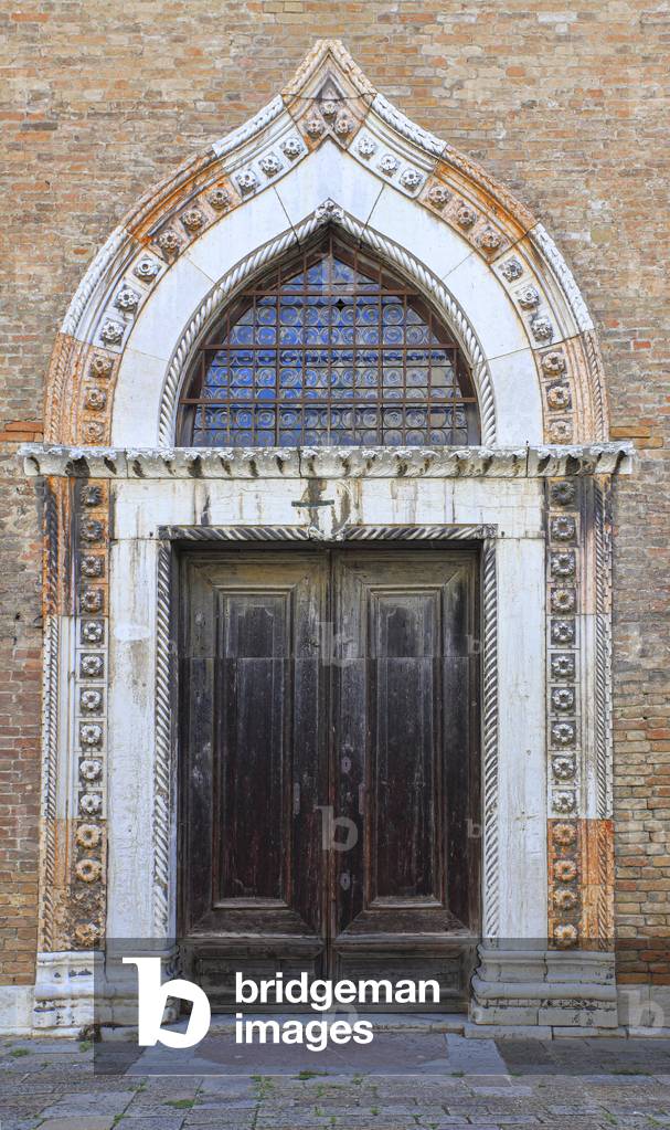 Gothic door to church of Saint Gregory