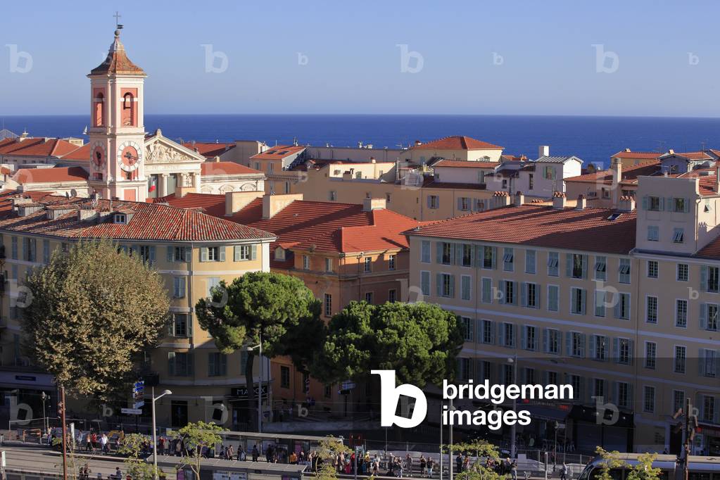 Nice. Old town. The clock Tower (Tower Saint François) and the court House.  French Riviera (Alpes-Maritimes), France.