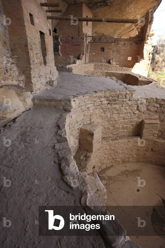Kivas et Habitations troglodyte de Balcony House a Mesa Verde - Ancient American civilization Anasazi ou ancestral people Pueblo, 12th - 14th century - Cliff Dwelling, Mesa Verde National Park, Colorado, USA (USA), UNESCO Site