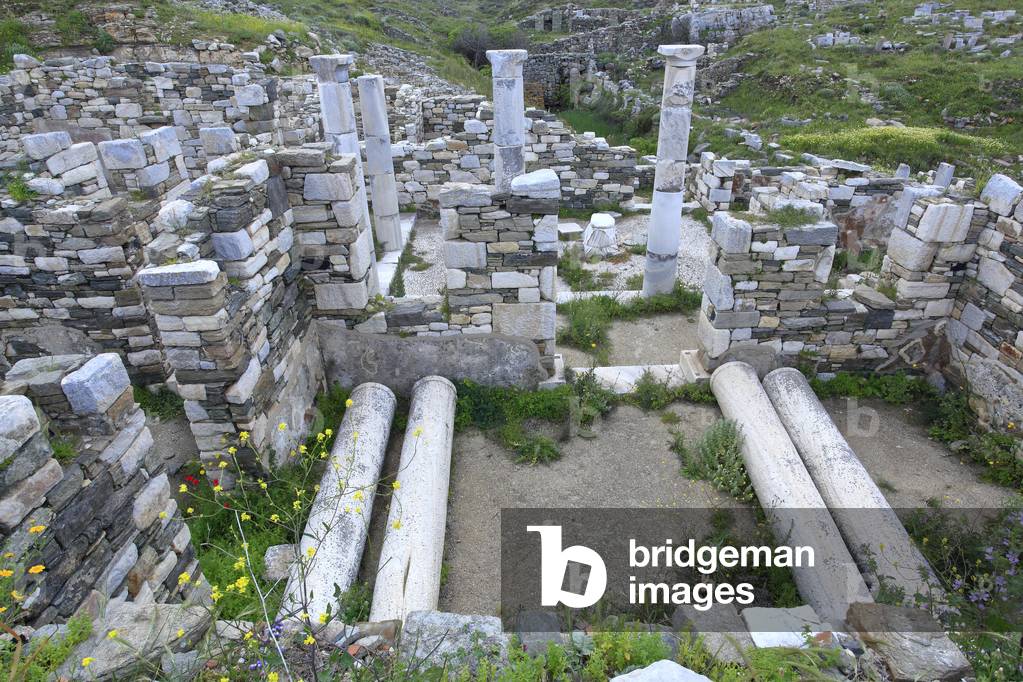 Archaeological site of Delos. Inopos houses with peristyle. 2nd century BC.