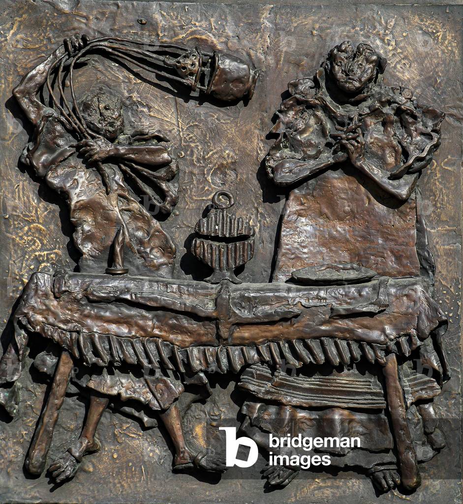 Detail of the Bronze Door of the church of San Fermo. Verona