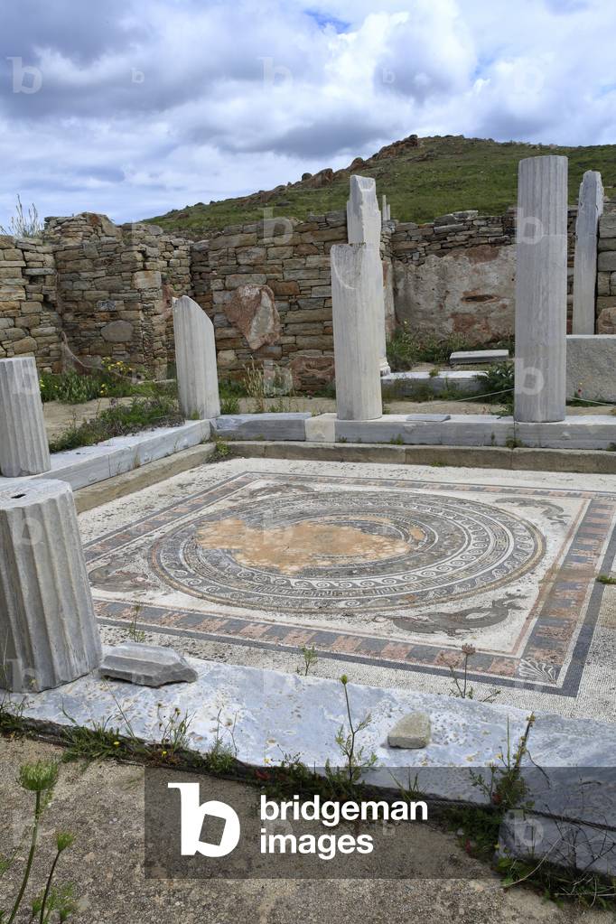 Archaeological site of Delos. House of the dolphins with its atrium . 2nd century BC.