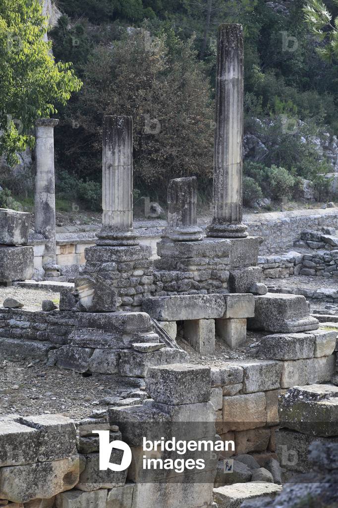 Archeological site of Glanum. The sacred spring area. Monument built around the sacred spring : Valetudo's temple roman goddess of health. Provence, France. 1st Century BC - 2nd Century AD.

Site archéologique de Glanum. Secteur de la source sacrée. Temple de Valetudo, déesse romaine de la santé. Monument contruits autour de la source sacrée. Région de provence, St- Rémy de Provence, France.