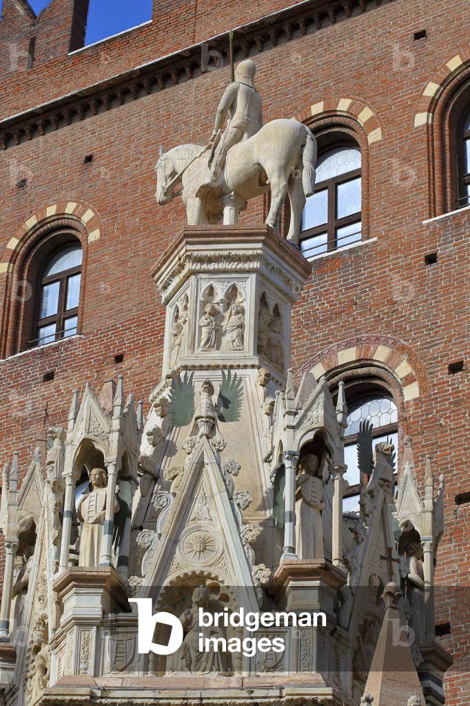 The Scaliger (Scaligeri) tombs. Sculptural detail of the tomb of Cansignorio. Gothic monument
