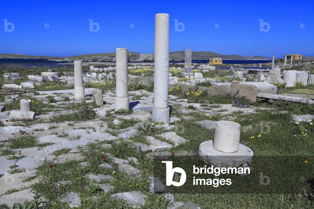 Archaeological site of Delos. The Ruins of the House the of the Naxians. Apollonian sanctuary, 5th century BC.