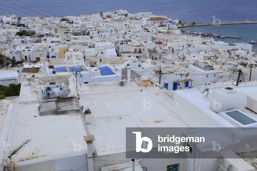 Cityscape. The main village of Mykonos town (Chora) . Cyclades, Mykonos, Greek islands, Aegean sea.