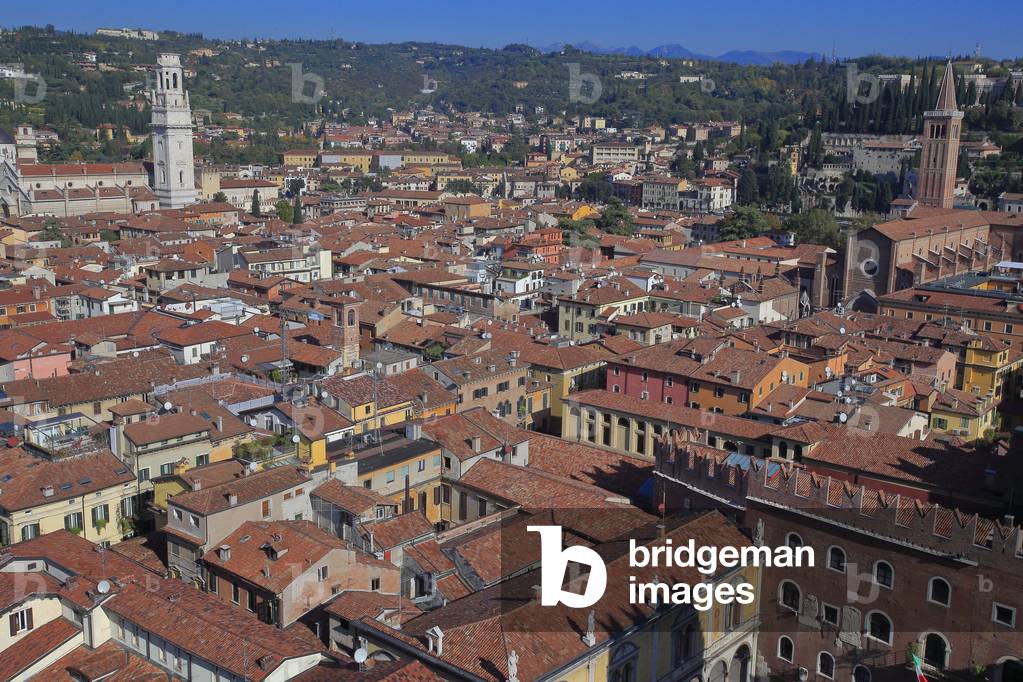 Panorama of the historical downtown of Verona, The duomo and sant'Anastasia Verona, Veneto, Italy, 2019 (photo)
