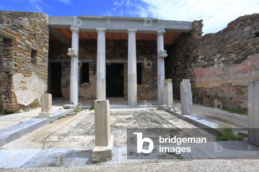 Archaeological site of Delos. House with the trident in the theater quarter. 2nd Century BC.