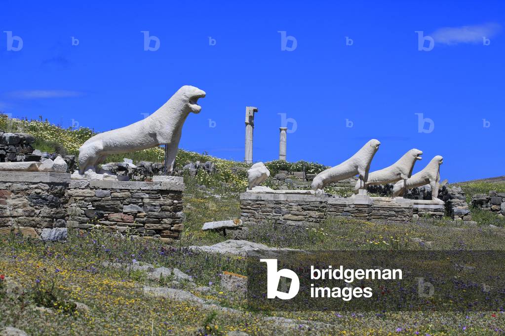 Archaeological site of Delos. Terrace of the Naxian lion.7th Century BC.