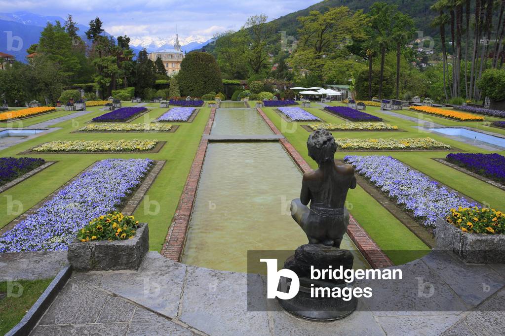 Italian garden, terraced garden. Botanical Garden of Villa Taranto, Verbania, Pallanza, Lake Maggiore, Italy.