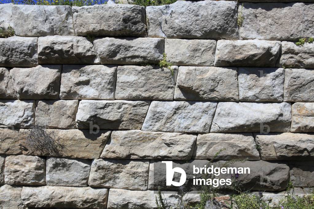 Archaeological site of Delos. Details of the wall of the theater. 2nd century BC.