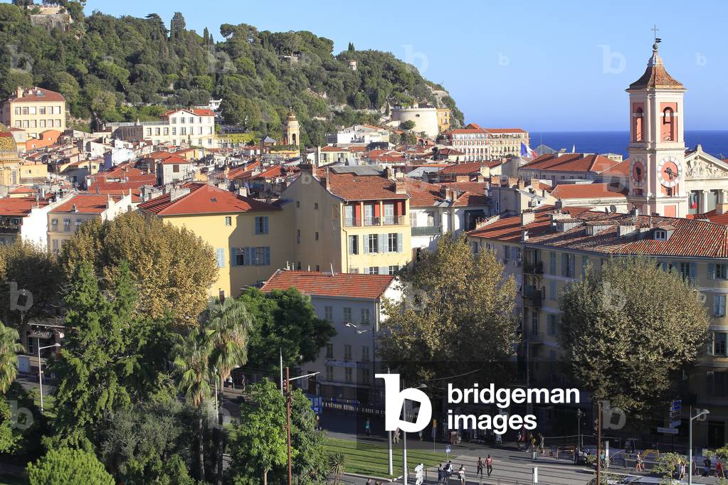 Nice. Old town. The clock Tower (Tower Saint François) and the court House.  French Riviera (Alpes-Maritimes), France.