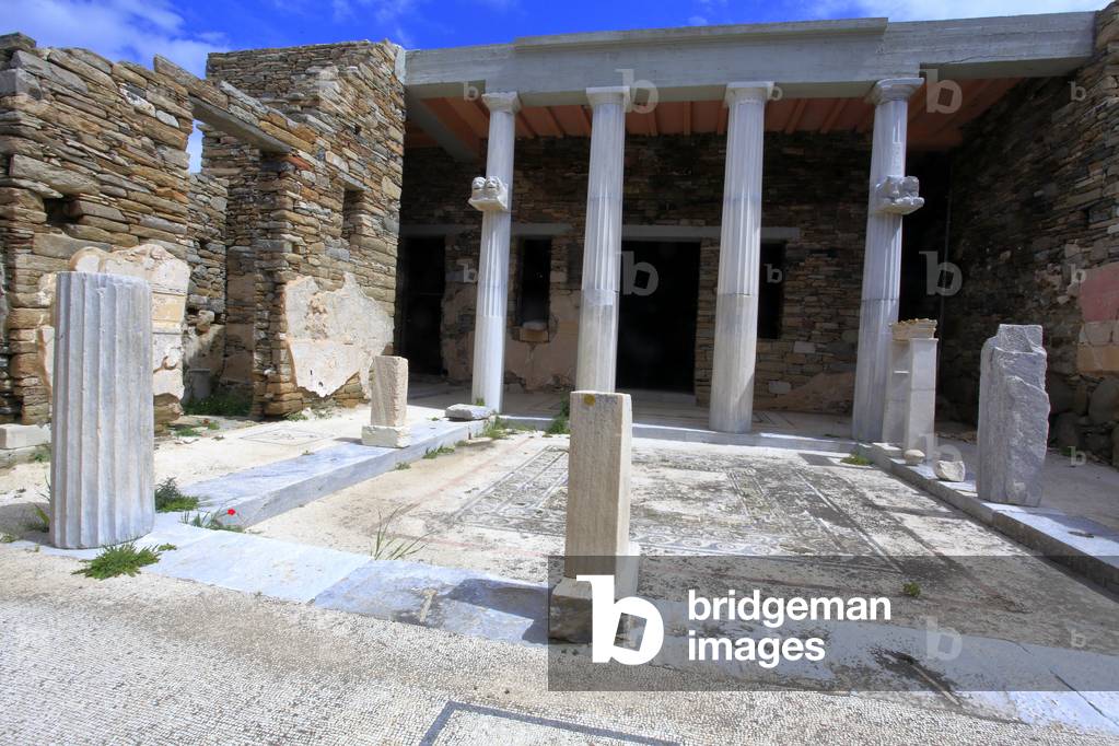 Archaeological site of Delos. House with the trident in the theater quarter. 2nd Century BC.