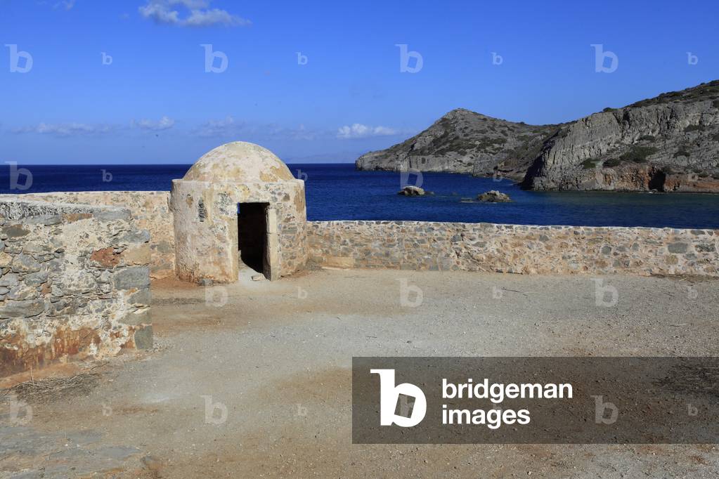 Spinalonga Island. View from the mezzaluna Barbariga built during the venitian period
