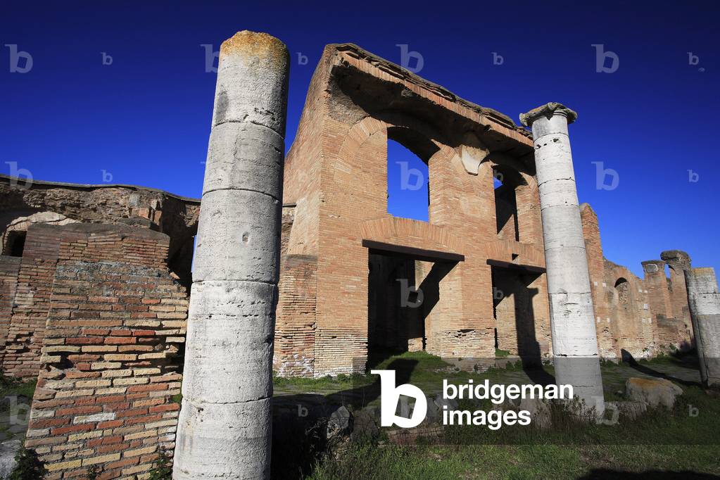 Domus and insula domus in the foreground/Ancient Ostia/Italy