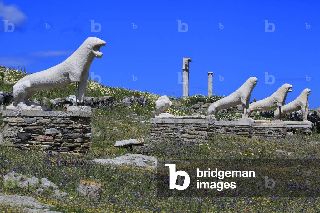 Archaeological site of Delos. Terrace of the Naxian lion.7th Century BC.