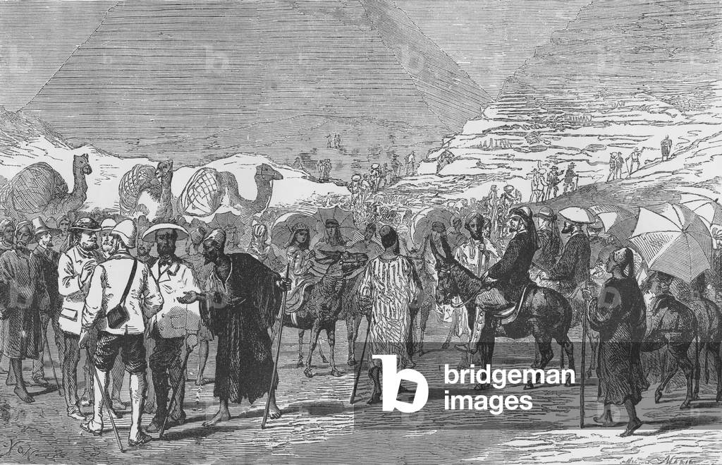 The Prince of Wales and his party at the pyramids (engraving)