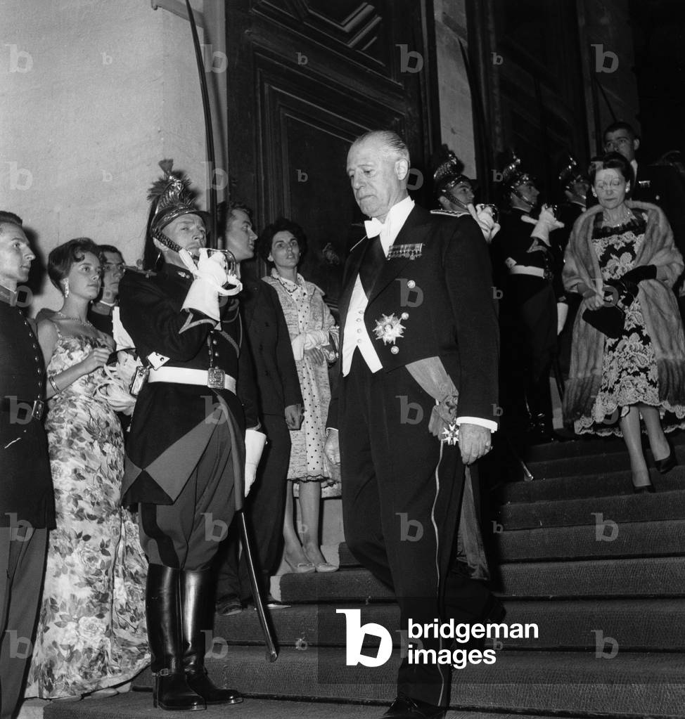 French general Raoul Salan during a reception in Paris in 1954 (b/w photo)