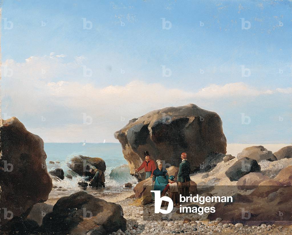 Beach Scene with Figures, 1824 (oil on canvas)